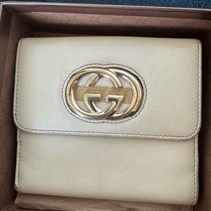 Gucci GG Cream & Gold Wallet
